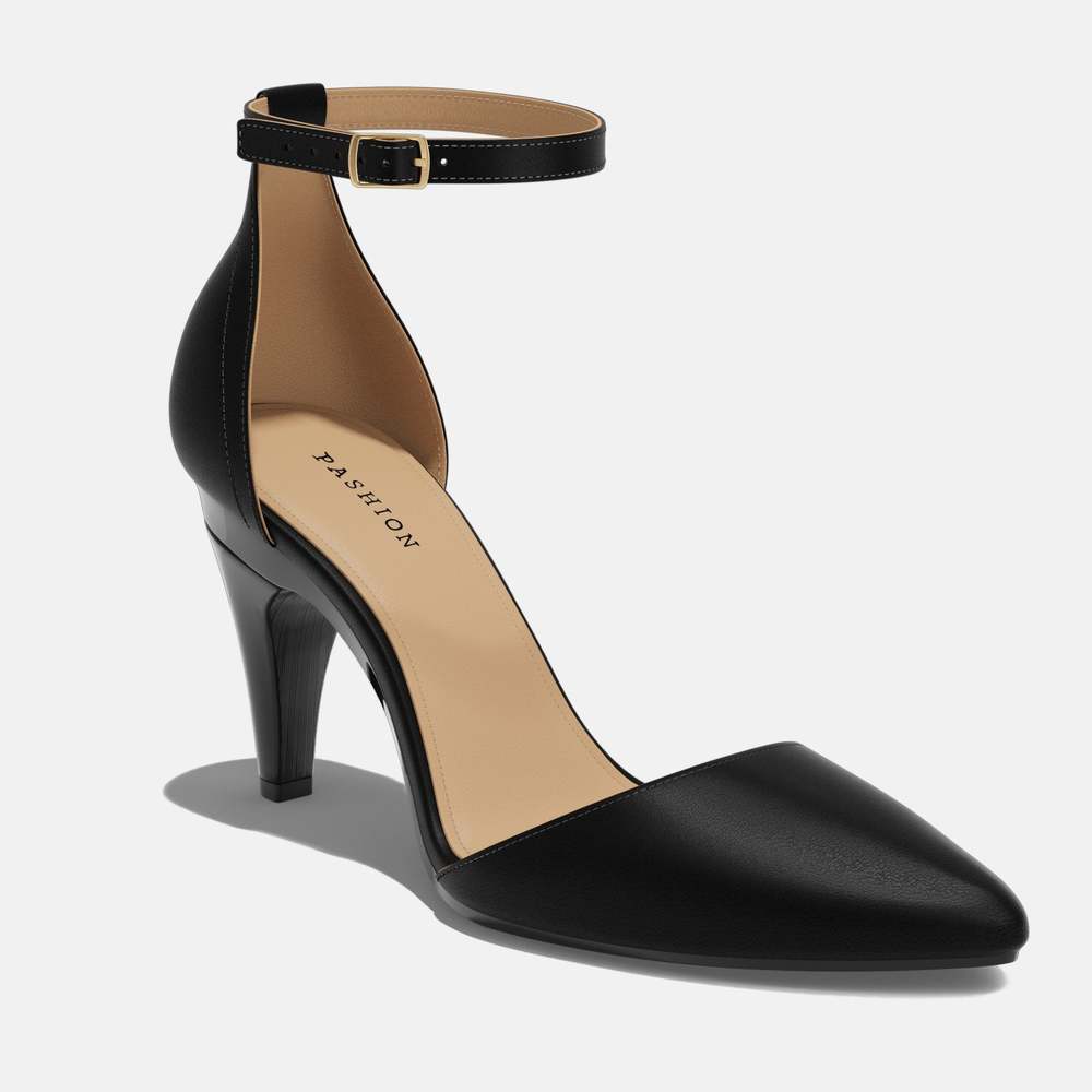 CONVERTIBLE HEEL - Pashion 1.0 The D'Orsay Coal Leather Stiletto 4 Inch - Picture 1 of 2